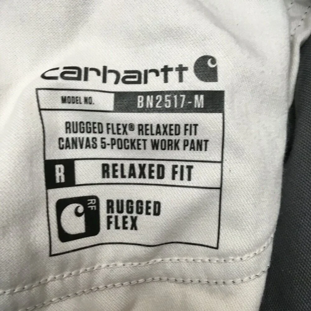 Carhartt Mens Pants‎ Relaxed Fit size 42x30 Flat Front Flex Canvas Gray Work